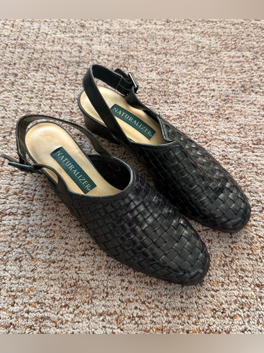 Naturalizer Black Woven Slingback Clogs